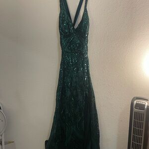 B Darlin Teal Sequin Prom Dress